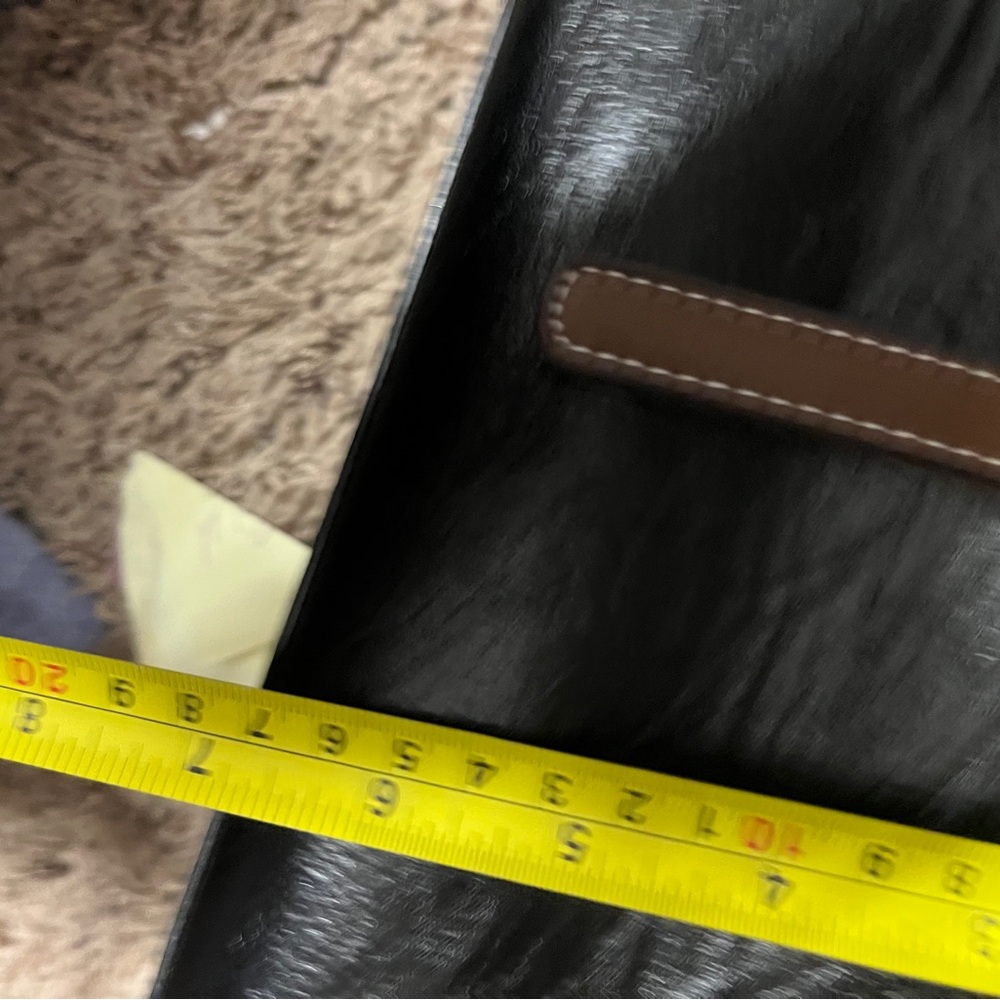 Faux Leather Two-Tone Crossbody Tote Bag. Black brown - Picture 11 of 12